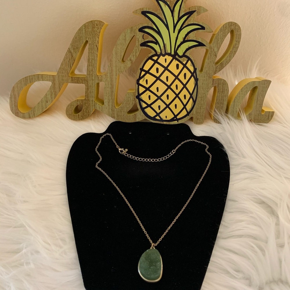 Green Druzy Necklace